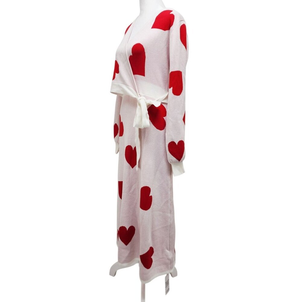 V For City Womens Wrap Long Sleeve Heart Print Maxi Dress Sweater White Size S - Picture 8 of 10